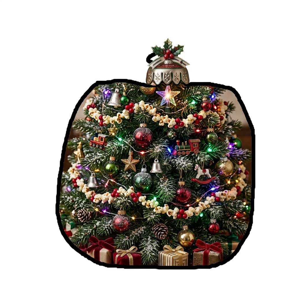 A confused render: the lower half of a Christmas tree inside a pumpkin shape