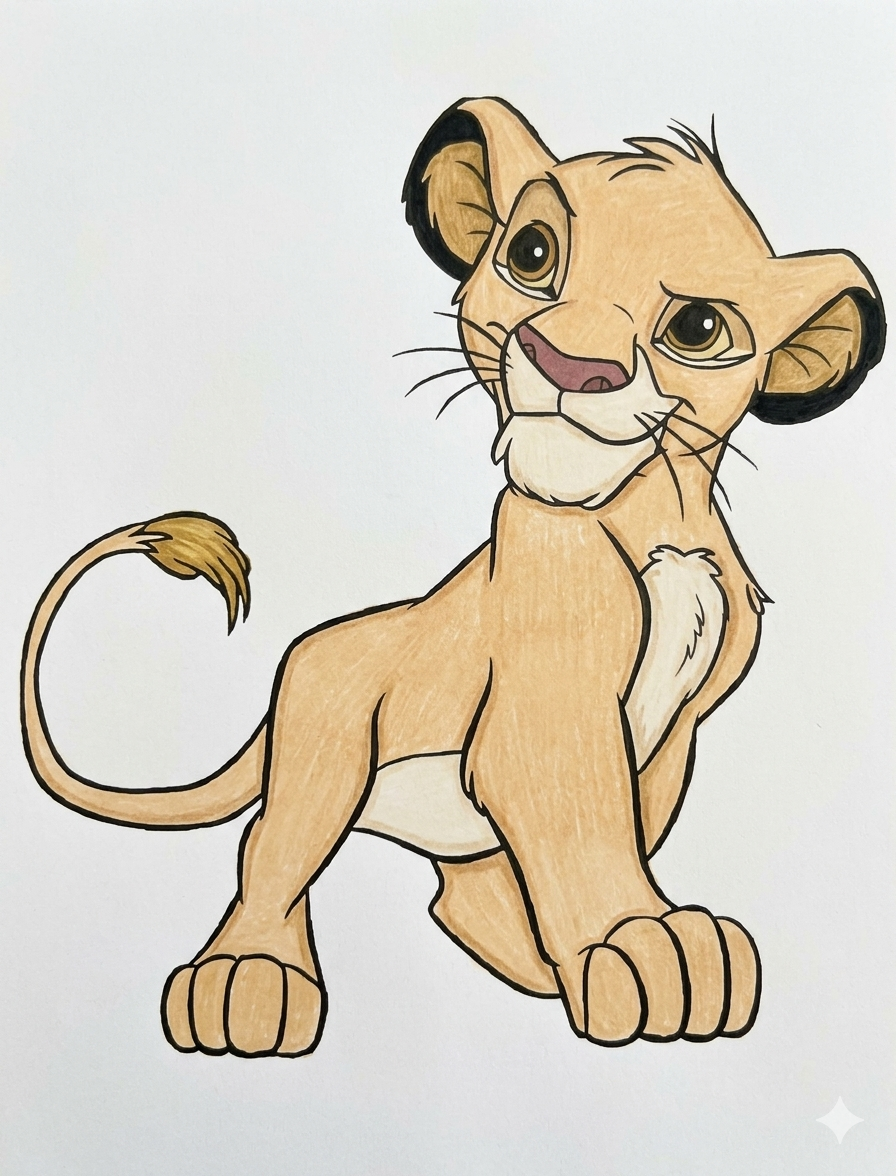 The line drawing filled in with color by the model