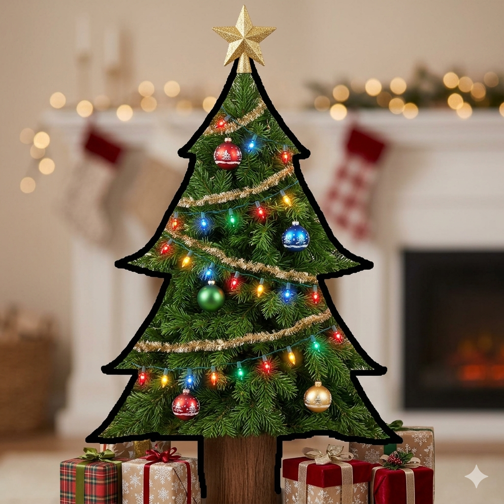 A more detailed Christmas tree render following the augmented outline